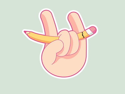 Rock on! dribbble giveaway hand peace pen pencil playoff rock sticker sticker mule sticker pack