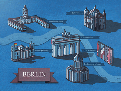 Berlin Illustrated Map art artist berlin design drawing gouache illustration illustrator landscape map painting watercolour