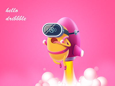 Hello dribbble dribbble fly hello rocket