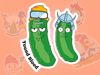 Rick and Morty for fun illustration snowboarding sticker