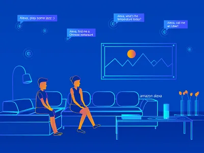 Amazon Alexa amazon amazonalexa caavo design flatdesign homeautomation illustration internet internetofthings iot networking