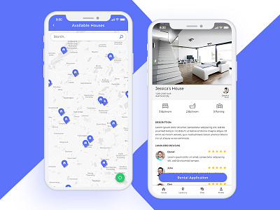 Houses for Rent appartment house ios iphone x map rent rental app ui ux