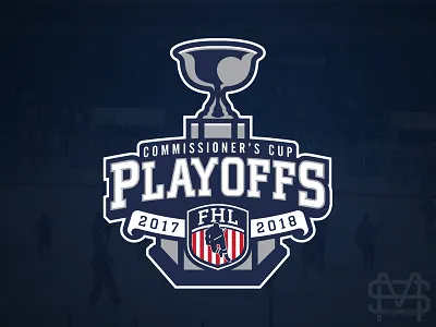 2017-18 Commissioner's Cup Playoffs branding gray grey hockey identity logo navy playoffs sports trophy