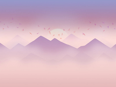 September background birds calendar cloud cold fog gradient illustration mountains pastel september sunset