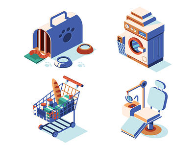 Isometric Icons dentist icon illustrator isometric laundry retail services vector vet