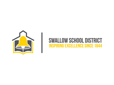 Swallow School District Logo bell book branding identity logo school house