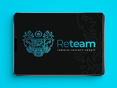 Reteam branding blue branding emblem heraldic identity logo meme shield team