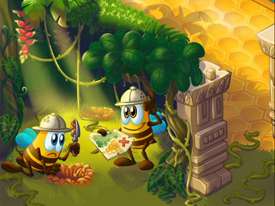 Jungle Expedition 2d bee brilliant cartoon game art jungle photoshop