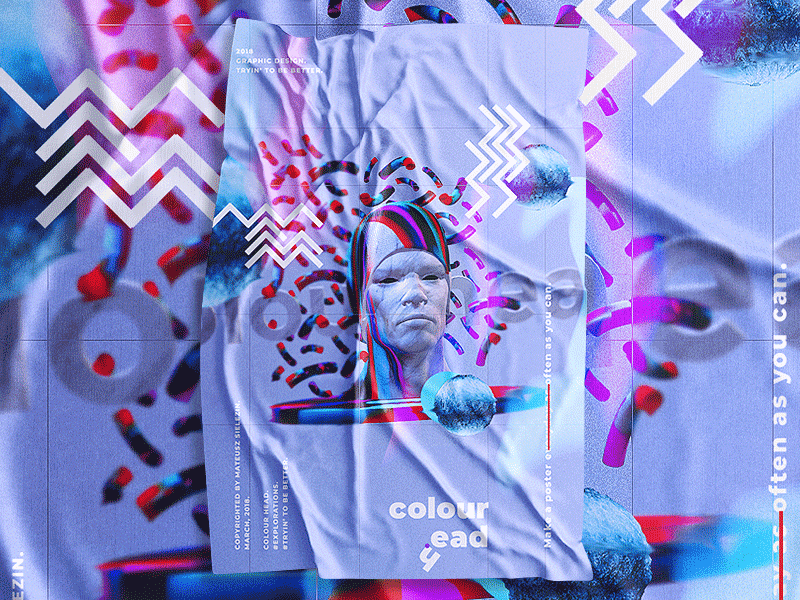 Colour Head 3d elements colorful colour colour head creative graphic design illustration poster