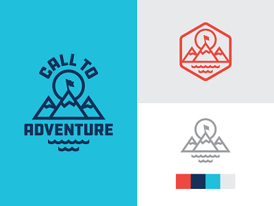 Call to Adventure logo set adventure badge color scheme e3 identity logo logo mark