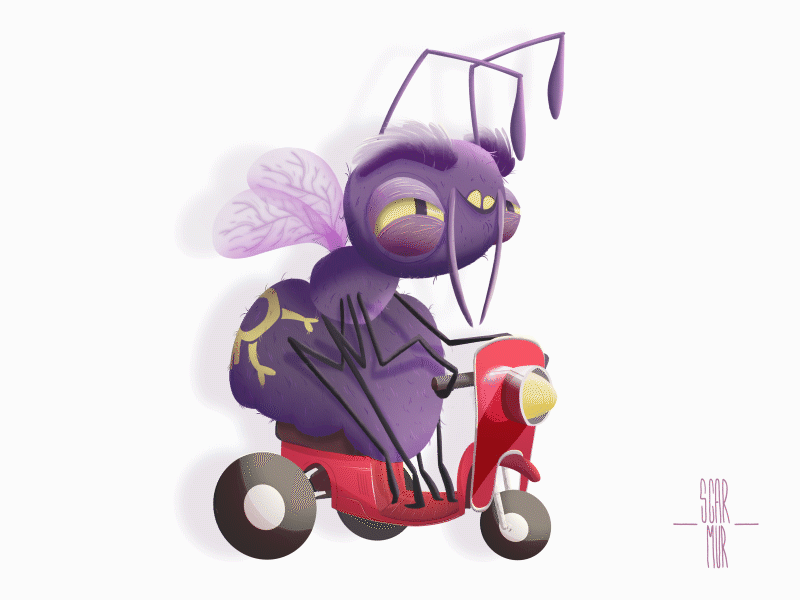Bug Rider 2danimation aftereffect bug digitalpainting photoshop