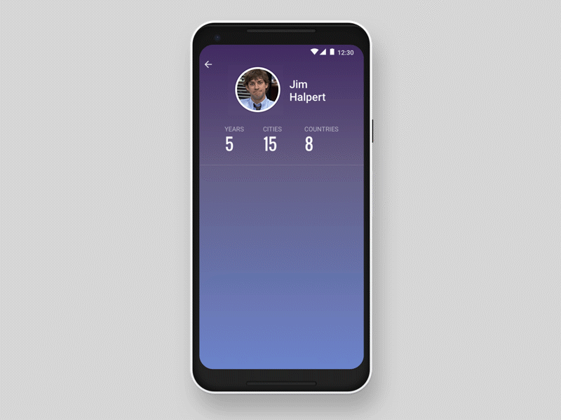 Daily UI 006 - User profile 006 android animation dailyui designchallenge pixel2 travelapp userprofile