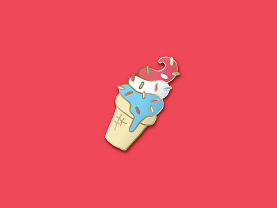 Ice Cream Enamel Pin america cute dessert drawing flat gold hand made ice cream illustration pin sprinkles vector