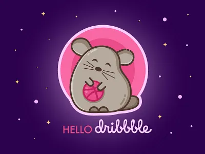 Holding tight my Dribbble invitation animal character chinchilla debut first shot flat hello hello dribbble illustrator pet vector