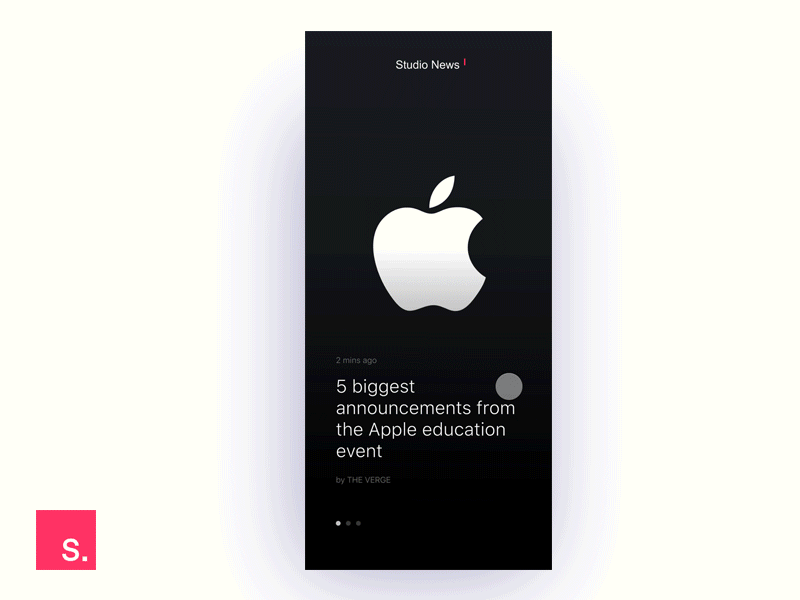 InVision Studio - Studio News App animation interaction invision invision studio iphonex minimal mobile app news news app prototype smooth