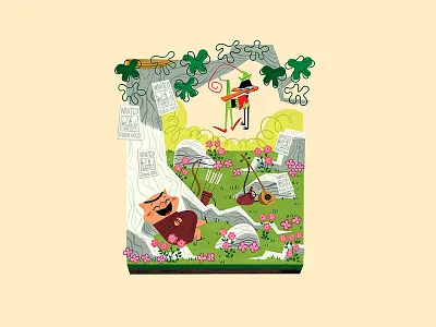 Tiny Sherwood Forest andrew kolb daffy duck illustration kolbisneat looney tunes miniature porky pig robin hood warner bros.