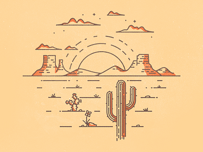 Desert Scene cactus desert illustration