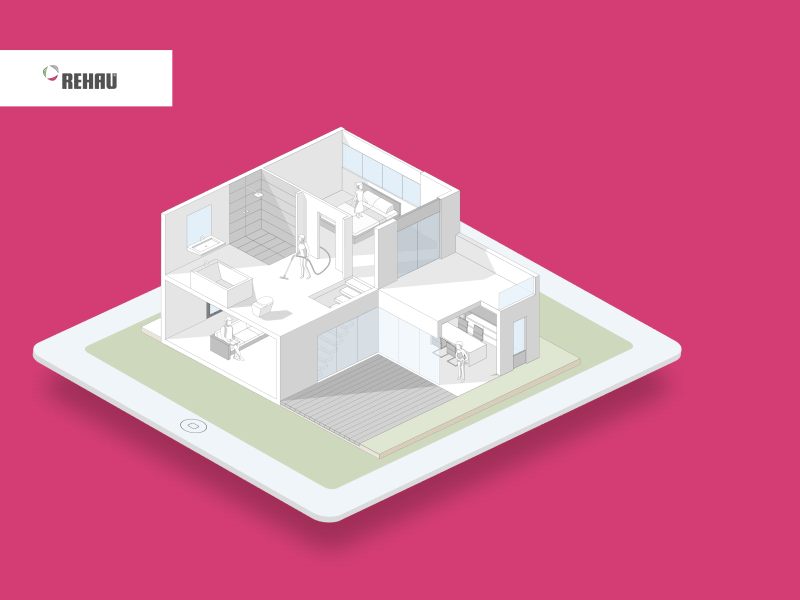 Rehau - Building Configurator 2d animation flat illustration isometric motion rehau vector