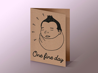 Hand illustrated kraft birthday card baby birthday greeting card hand drawn illustration ink pen kraft typography