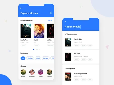 Movies explore language movie genres movies search shows theatre ui uiux user interface watch movies