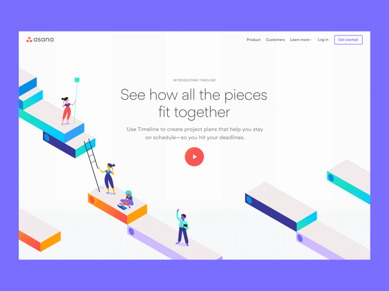 Timeline Motion Study asana collaboration illustration interaction landing page layout motion prototype timeline typography ui work tracking