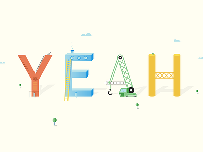 Yeahhhhhh illustration letters motion movement shapes tree