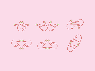 Nail Stylist - logo variations girly hands identity logo nails outline pink symbol triangle woman