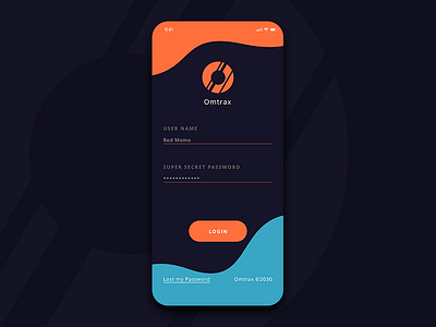 Omtrax Log in 3d clean iphonex login ui ux webdesign