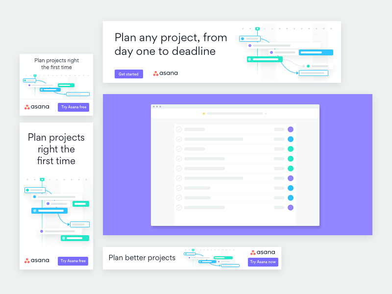 Timeline Ads ads advertising animation asana collaboration launch product timeline ui work tracking