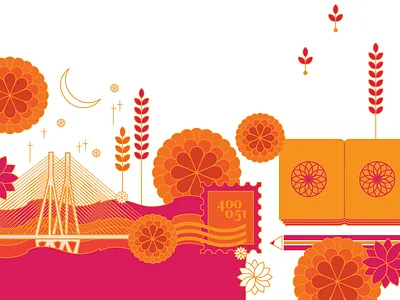 Bambiya Affair bambailove bombay contemporary desi garland illustrations india tadka weddingcard