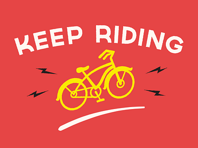Keep Riding bicycle bolts red vintage yellow