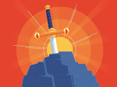 Illustration | No. 3 - InterGalactiCon "Sword in the Stone" branding california color comics design flat illustration nerd robot space startup vector