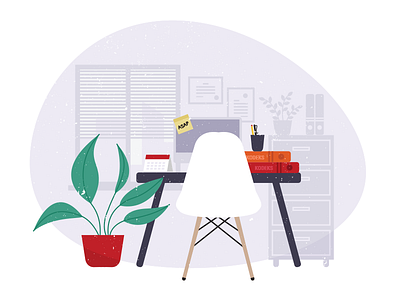 Workspace design desk flat illustration workspace