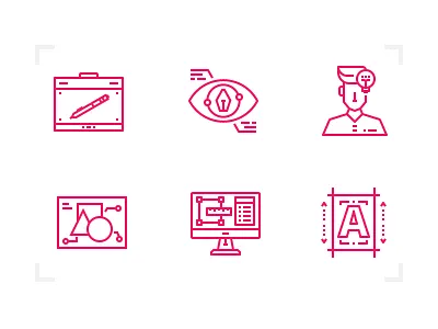 Creativity icon set creativity design graphic icon interface outline set think web