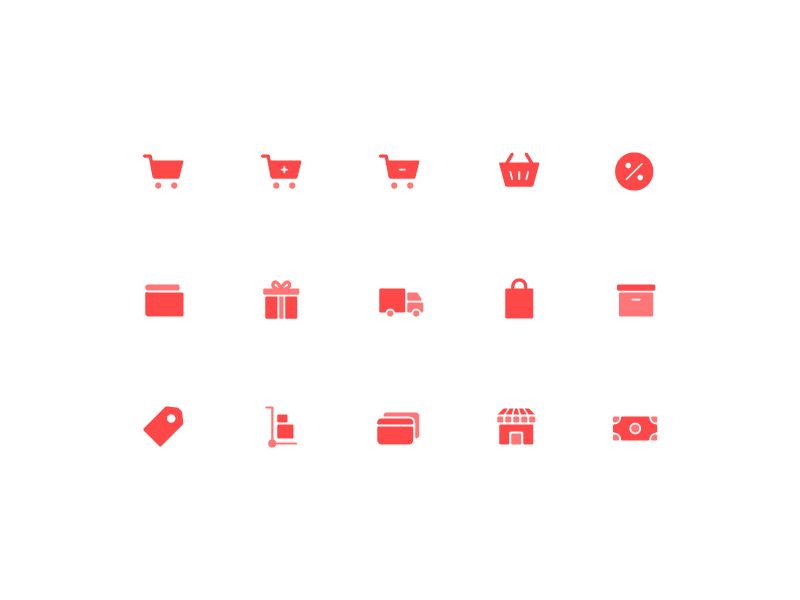 Shopping Icon Set design e commerce gif icon icons shopping symbol vector