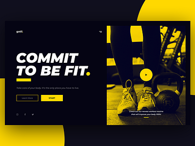 Fitness Gotli bodybuilding dark decom fitness health lifestyle ui ux web yelow