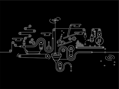 Mural conecpt flat icon illustration linear machine production vector