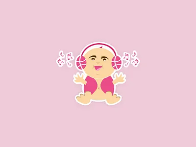 Happy face sticker baby music headphone sticker