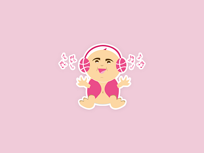 Happy face sticker baby music headphone sticker