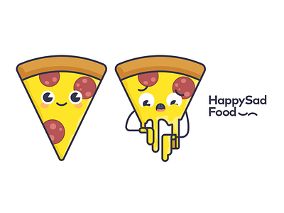 HappySadFood - Pizza brand character design cute design food graphics design icon illustration logo minimalist pizza vector