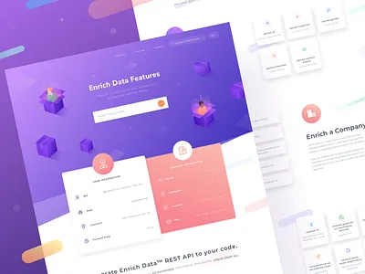 New Landing Page for Enrich Data box case desktop gradient icon illustration isometric landing people study web