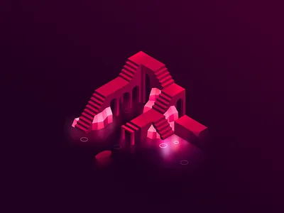 The Rocks glow isometric night port rocks