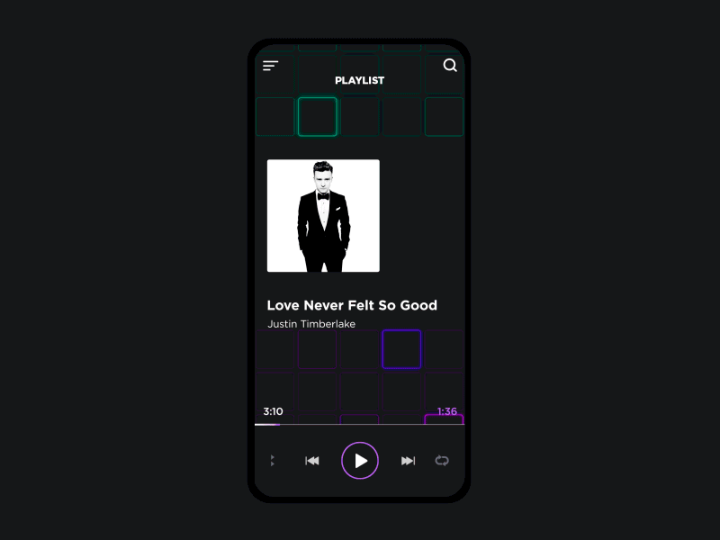 Music Player animation artist background celebrity music pattern player playlist singer star stylish timberlake