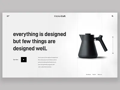 Experimental Web Header UI black clean header exploration interaction landing page minimal simple ui user interface ux web ui white
