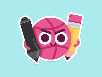 Locked & Loaded character cute dribbble illustration pen pencil playoff sticker stickermule wacom