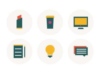 Women's Pop Up Icons flat design icons lipstick simple vector women