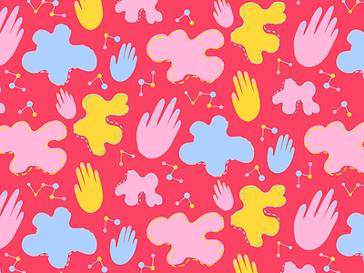 Have a Hand Pattern atomic hand hands pastel pattern pink red