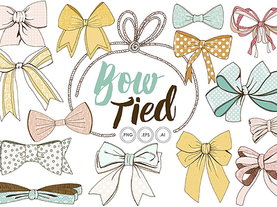 Bow Tied birthday bow clipart creative market illustration objects vector