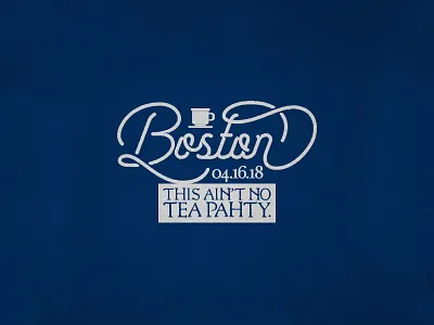 Boston Tea Marathon advertising blue boston marathon print run running shirt sports tea type