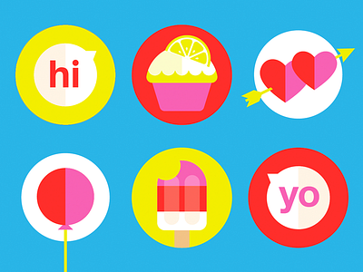 Summer Icon Set balloon birthday bold bright cupcake hearts icons party popsicle summer word bubble